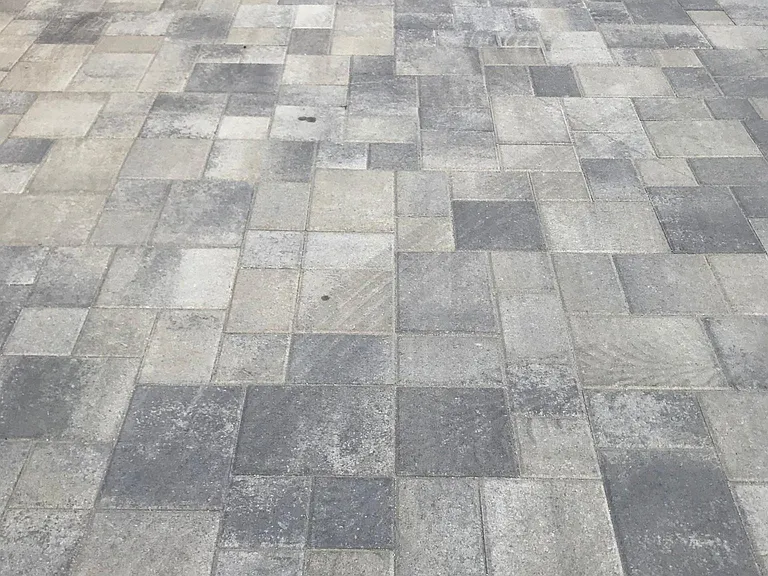 New concrete pavered driveway