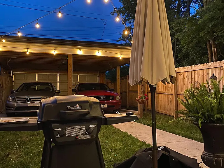 Back Yard patio & string lights - great for entertainers