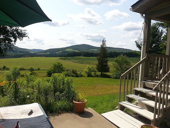 View from patio in sun.