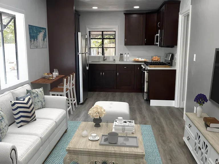 Living room with room for small dining set