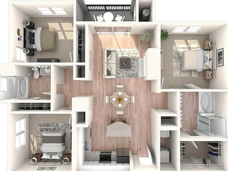 C1 1377 | 3 Bed | 2 Bath floor plan The Avens at Dedham Station
