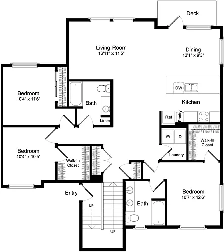 Floor plan Three Bed C-1 - Phase III
