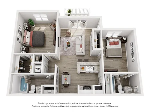 Floor plan 2 Bed 2 Bath B1P