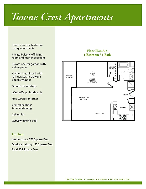 Floor plan 1 Bedroom, 1 Bathroom