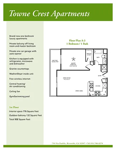 Floor plan 1 Bedroom, 1 Bathroom