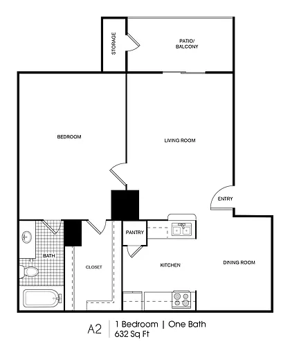 Floor plan 1 Bedroom, 1 Bathroom