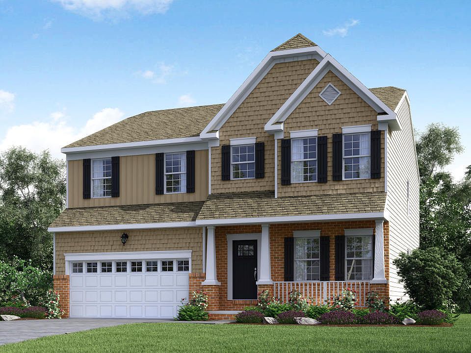 Elevation E Opt Carolina Inspired Facade, Porch, Garage Door