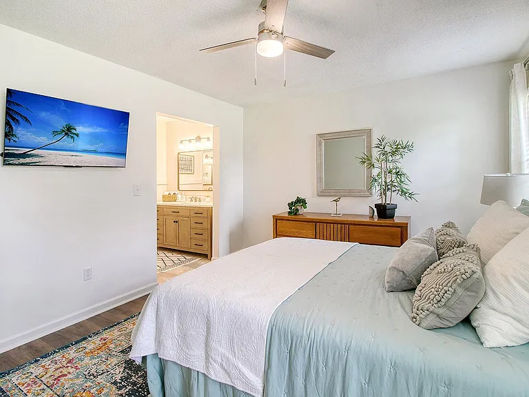 Our new 43" TCL Smart TV will help you wake up or wind down from the comfort of your bed