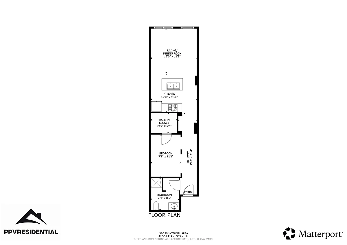 Floor plan 1 Bedroom, 1 Bathroom