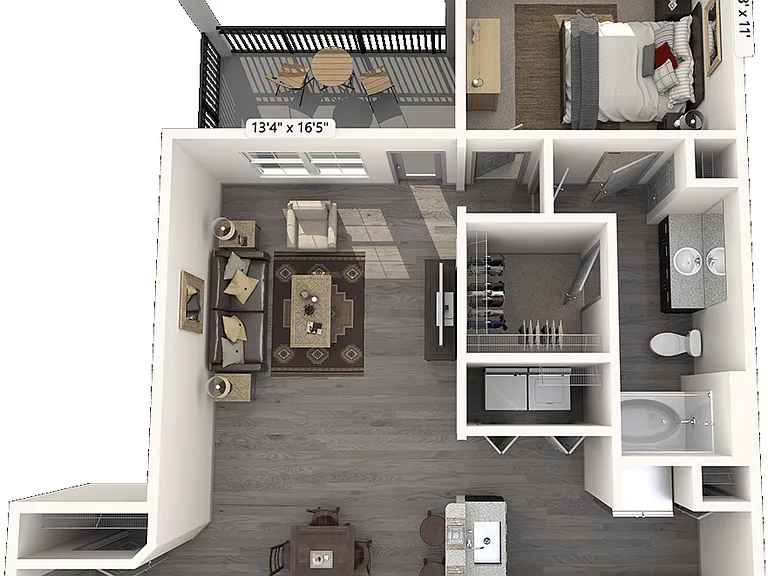 A1X-1x1 floor plan Lone Oak