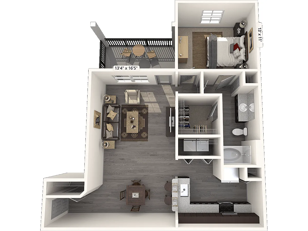 Floor plan A1X-1x1