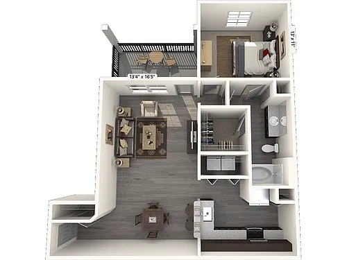 Floor plan A1X-1x1