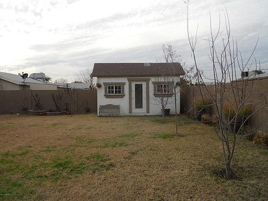 Backyard and storage shed