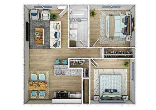 Floor plan 2BR 1Bath Classic