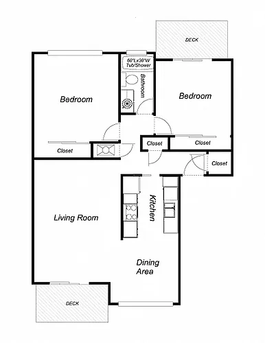 Floor plan 2-Bedroom 1-Bathroom