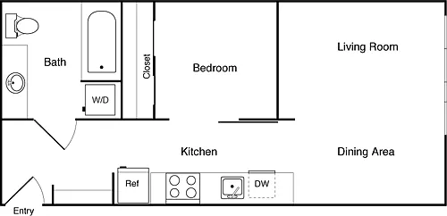 Floor plan 1 Bedroom C