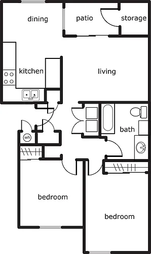 Floor plan 2 bed one bath