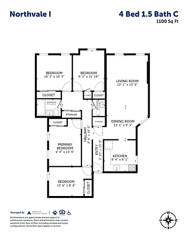 Floor plan 4 Bed 1.5 Bath C