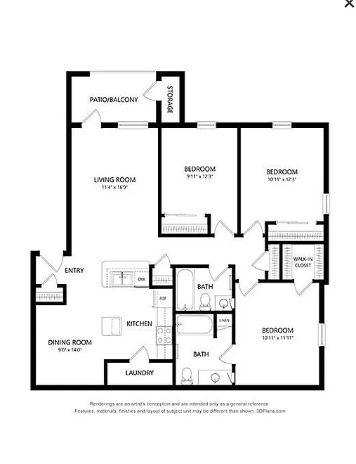 Floor plan Three Bedroom - Classic