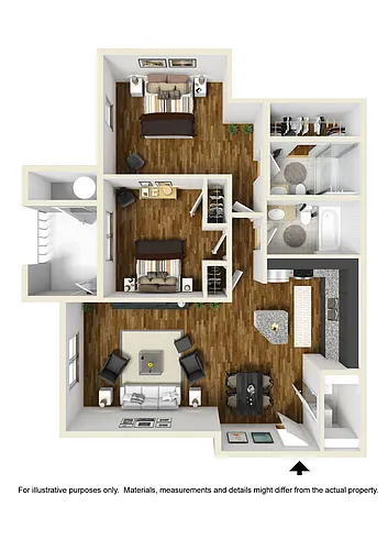 Floor plan Two Bedrooms, Two Bathrooms St