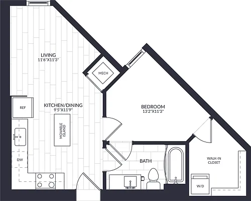 Floor plan 1 Bed/1 Bath-A1-3-1