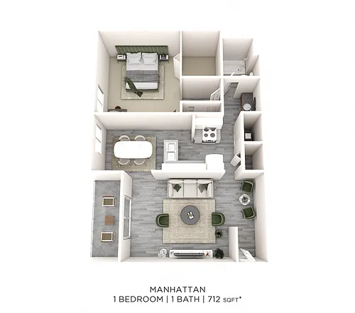 Floor plan One Bedroom - 712 sqft