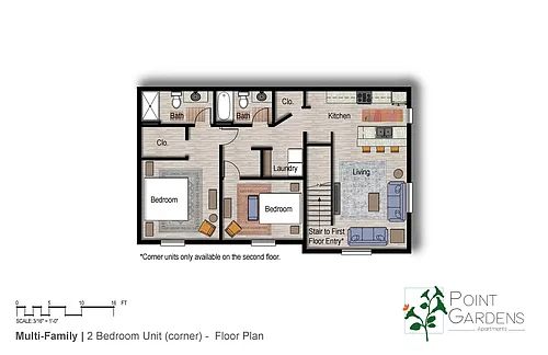 Floor plan 2Bed 2Bath Corner Unit 123 Boneset Avenue