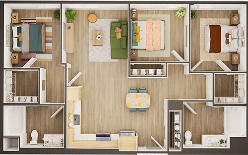 Floor plan 3BD 2BA