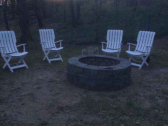 Outdoor large stone fire pit