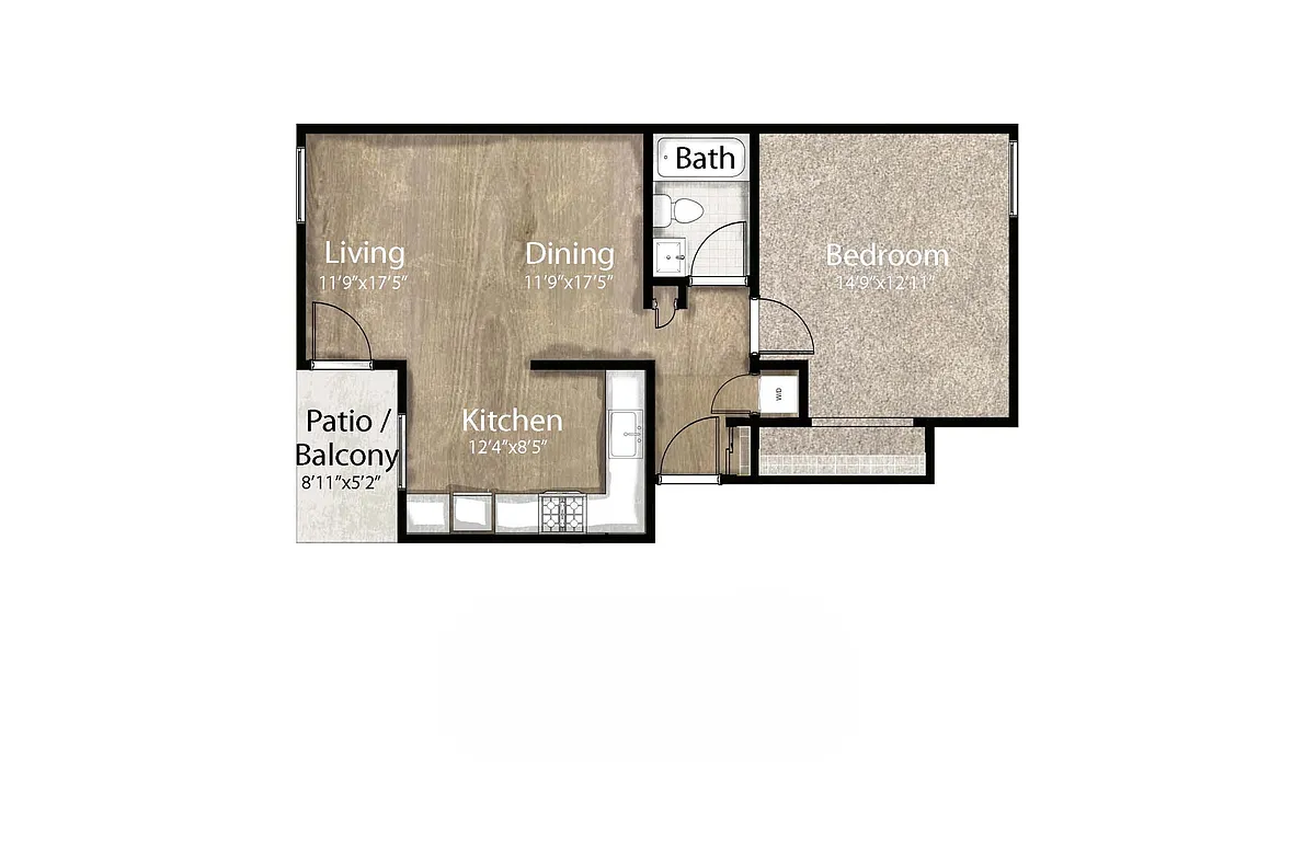 Floor plan 1 Bedroom/1Bath