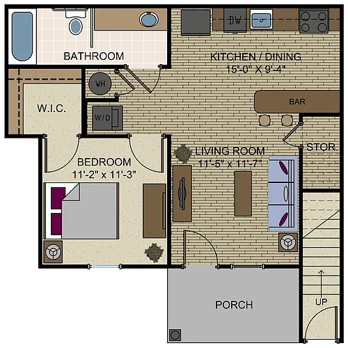 Floor plan 1 Bedroom Apartment