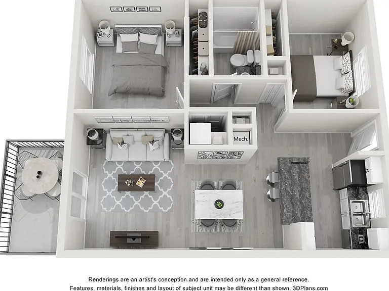 A 3D floor plan rendering of The Tempo.