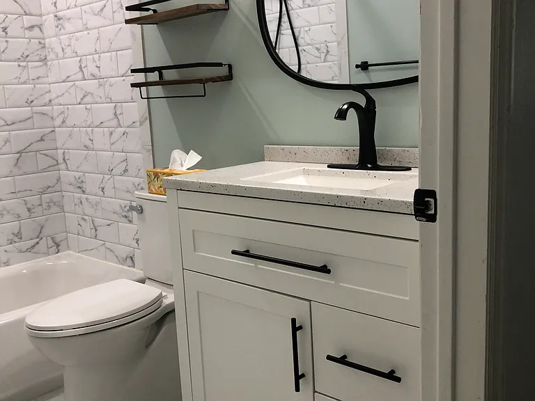 new cabinet hallway bathroom