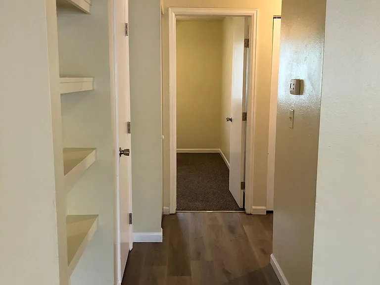 Hallway with bookshelves
