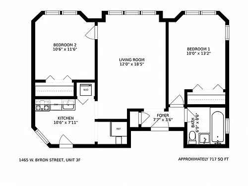 Floor plan 2 Bedroom - 1 Bathroom