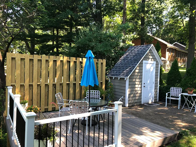 Deck with shed