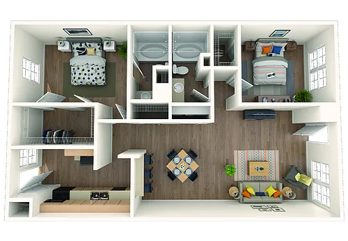 Floor plan B2 | 2 Bed | 2 Bath | Premium