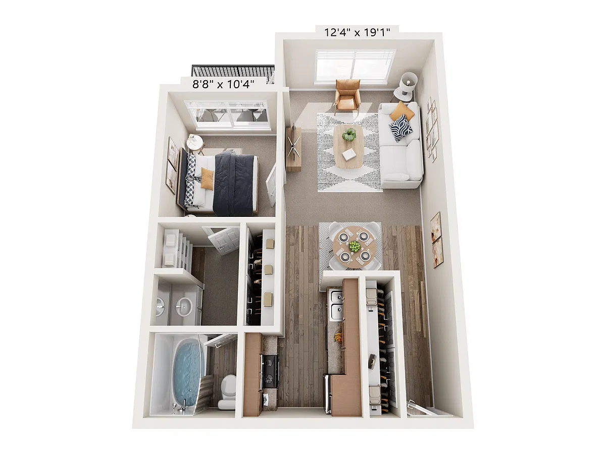 Floor plan 1x1a