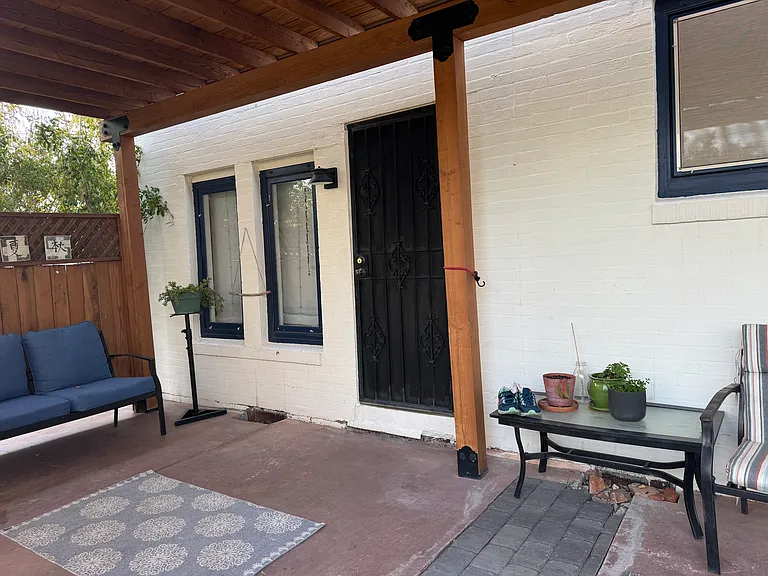 Back patio and door into bdrm 2