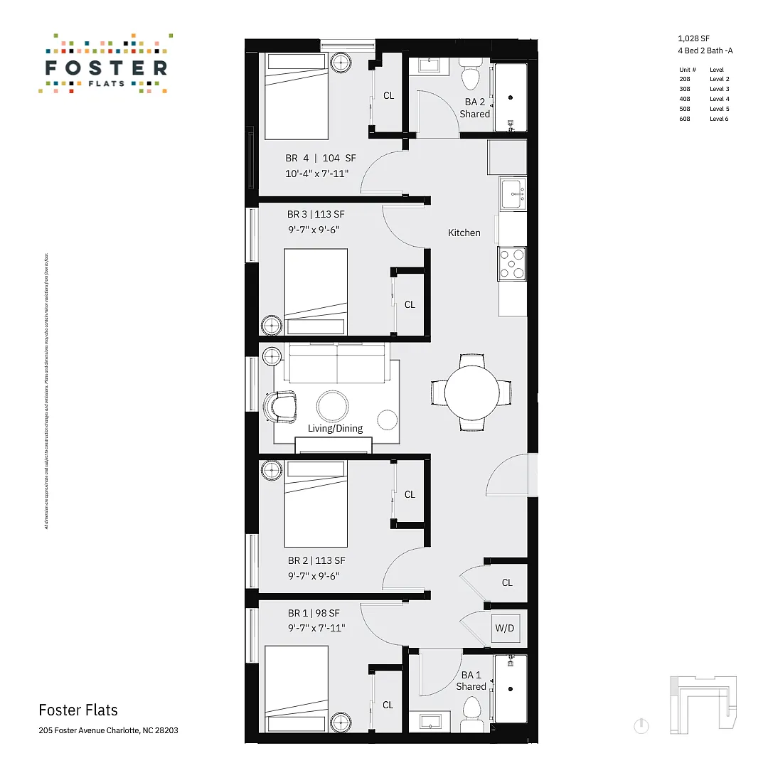 Floor plan 4 Bed 2 Bath - A Furnished