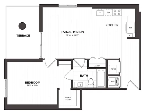 Floor plan 1 Bed/1 Bath-A4