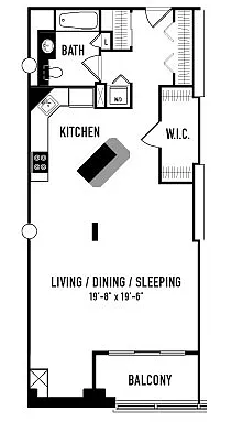 Floor plan Studio C With Balcony