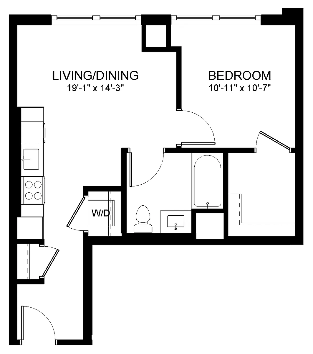 Floor plan One Bedroom A1