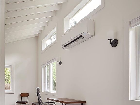 Desk area in studio shed