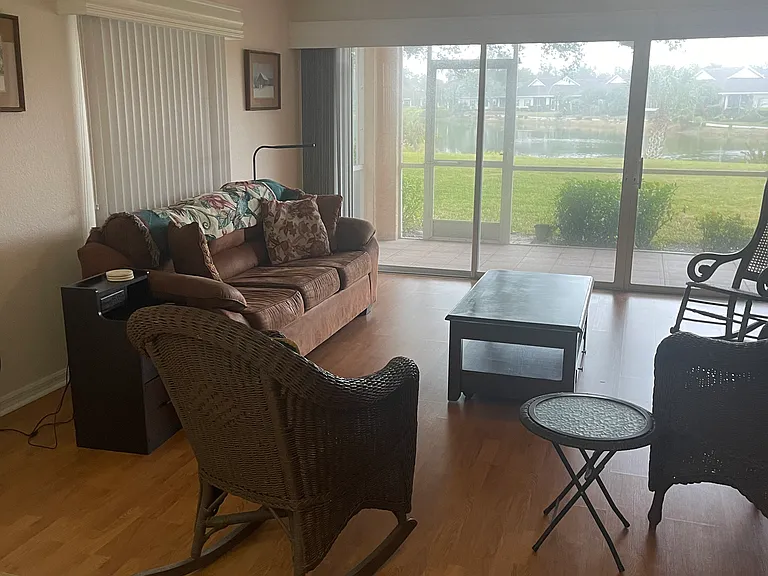 Living room with lake view