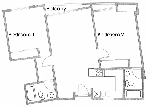 Floor plan 2BR 2BA - FLOOR PLAN A - 10969 ROCHESTER