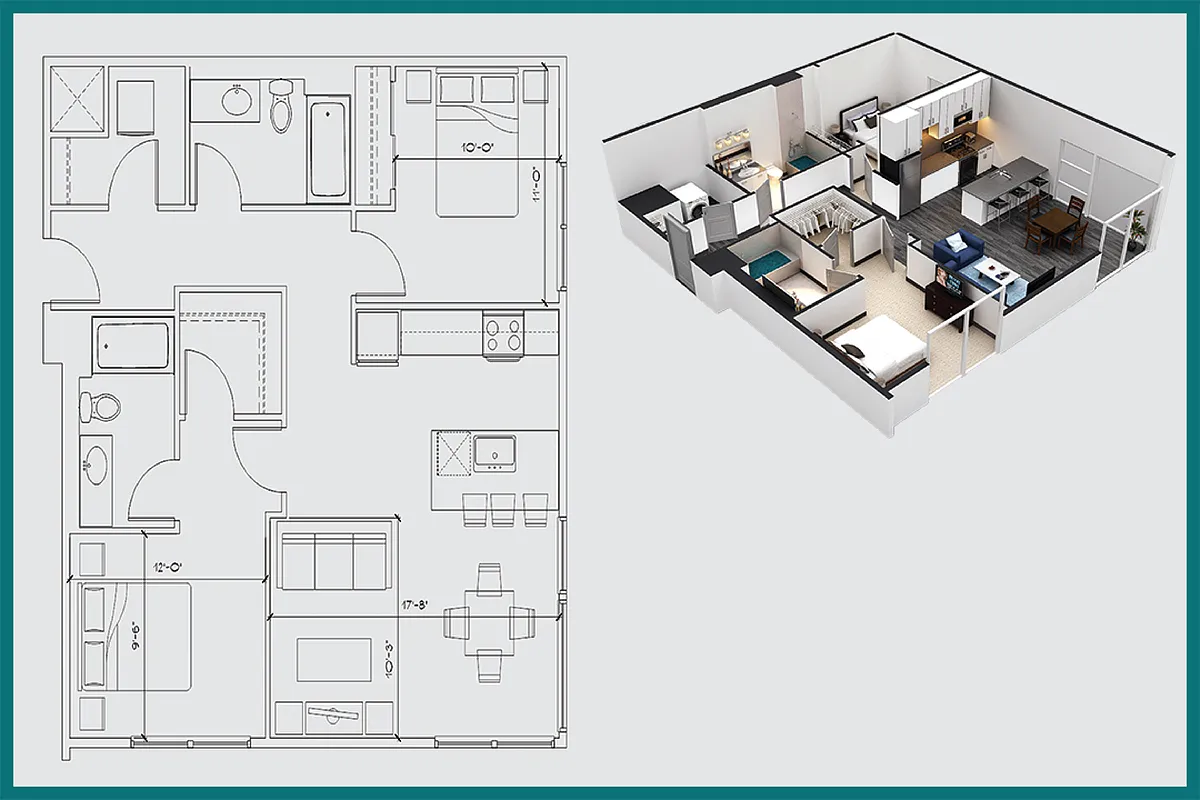 Floor plan Two Bedroom / Two Bath / c3