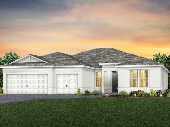 The Stellar, a one-story single family home with a 2.5 car garage, shown as home exterior CO2A