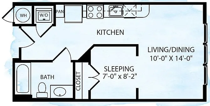 Floor plan Cornerstone S5 Studio 1 Bath