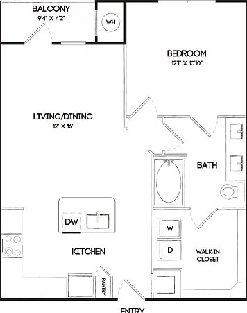 A5G 1 Bedroom Floor Plan A5G 1 Bedroom Floor Plan